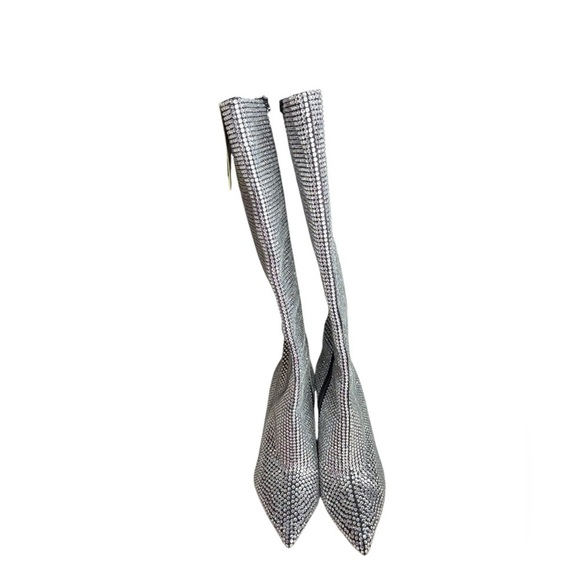 Gianni Bini Party Swifty GaborTwo Rhinestone Pointed Toe Tall Wedge Boots 6.5 - Picture 3 of 12